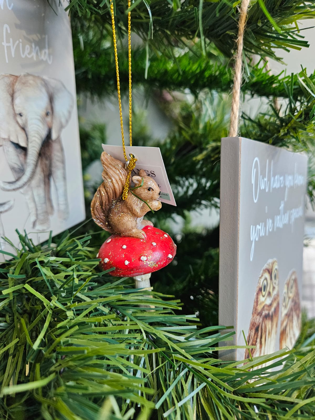 Squirrel on Mushroom Tree Decoration
