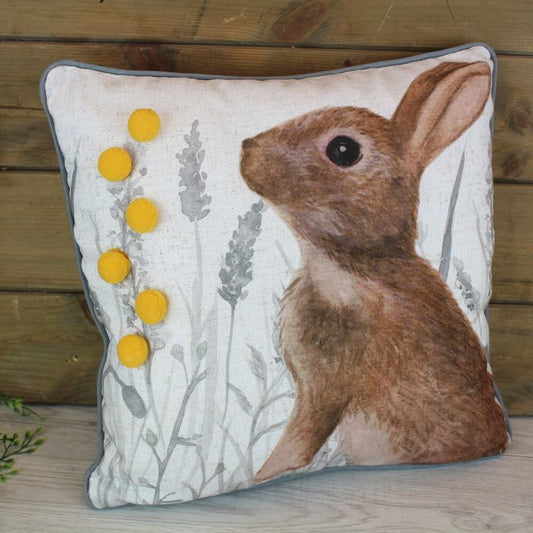Hare with Pom Pom Cushion
